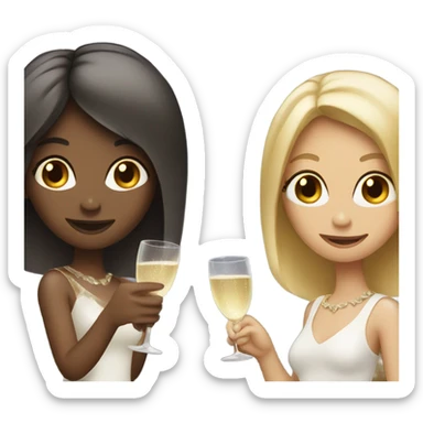 Two girls with champagne  sticker
