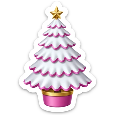 WHITE CHRISTMAS TREE WITH PINK BOWS AND GOLD TINSEL sticker
