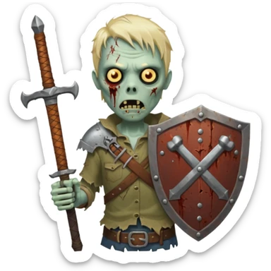 zombie with sword and shield sticker