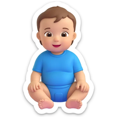 brown-haired baby boy, sitting, cheerful sticker