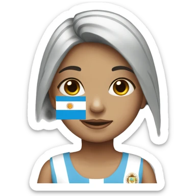 a girl with argentina flag sticker