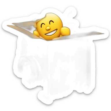 Video icons, movie camera, film, play, logos, likes, thumbs up, marks, views, coverage, applause fly out of a Cardboard box sticker