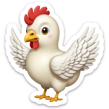 Me podrías hacer un emoji de un pollo con alas de ángel y cuernos de pony sticker