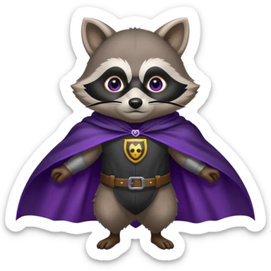 alors ce raton laver doit être équipé d'une cape de thieving noir avec trim bordure mauve comme dans le jeu old school runescape. au centre de la cape une icone de masque de voleur est visible sticker