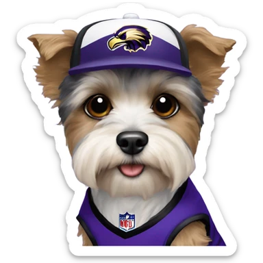 Yorkiepoo and white dog with pointy ears in Ravens jerseys  sticker