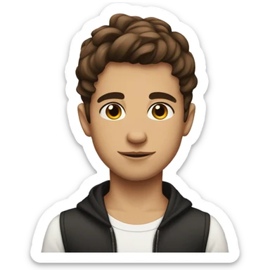 Boy with Brown hair and Brown eyes with side Cut have Face tattoos sticker