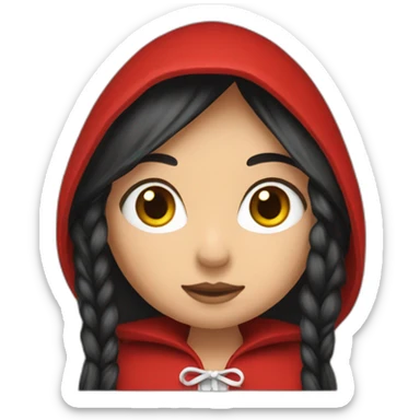red-ridding-hood-girl-with-long-black-strait-hair-with-white-break sticker