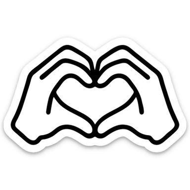 two hands making a heart, simple and clear icon, no text sticker