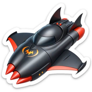 batmobile in rocket ship boom rocket at take-off  sticker