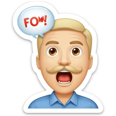 Random guy with a mustache screaming  the word FABIAAAN all in upper case in a Speech bubble  sticker