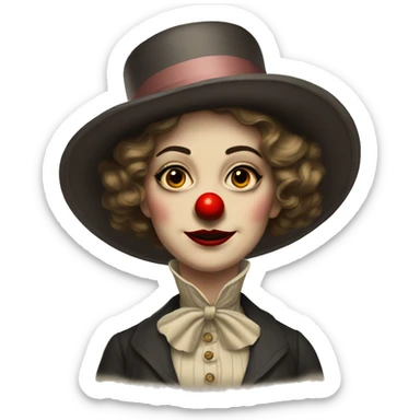 edwardian woman with clown make up sticker