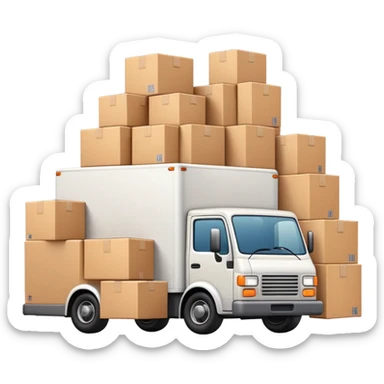 delivery truck overflowing with packages in the back sticker