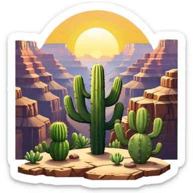 Grand Canyon with cactus and sun sticker