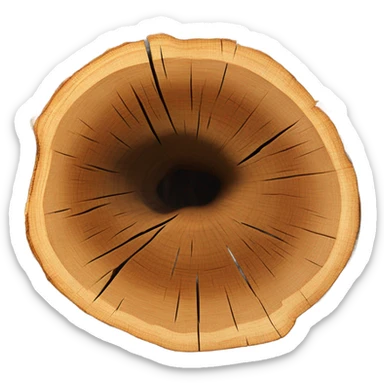 a tree cut open in profile, round, where you can see the annual rings sticker