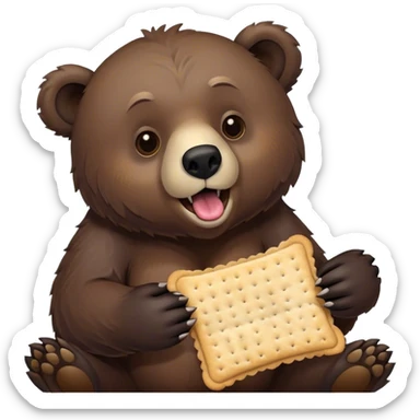 a violently ill bear eating a saltine cracker sticker