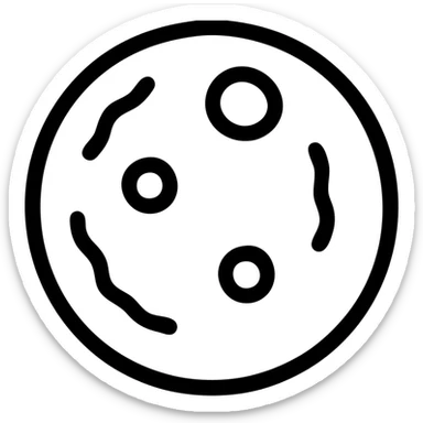 Convert this realistic Mercury planet into a true emoji: simplify the details, increase contrast, make the round rocky gray ball with pitted marks and rough patches bold and clear, add a subtle outline, keep background transparent. sticker