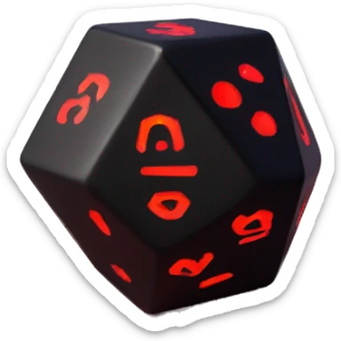 D20 dice black with red glowing sticker