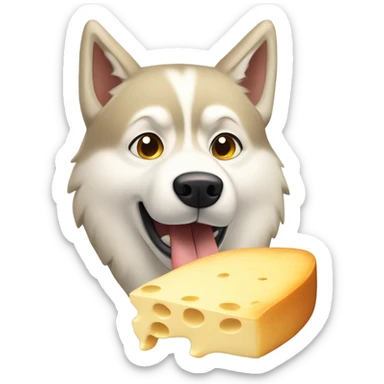 Dorée  beige husky eating a raclette sticker
