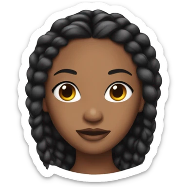 black woman with long black braids and lashes sticker