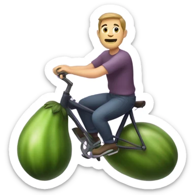 man riding an eggplant emoji like a bike sticker