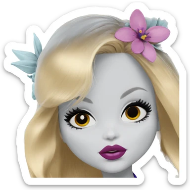 blonde girl with flower hair sticker