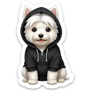 west highland white terrier￼ wearing a black hoodie emoji￼ sticker