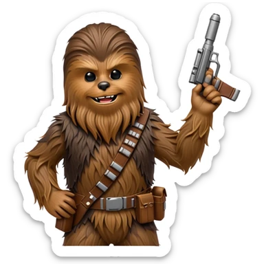 Chewbacca, the wookiee from Star Wars with brown fur and bandolier sticker
