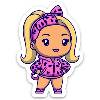 Nicki Minaj wearing a pink leopard print outfit with hair that is half blonde and half pink sticker