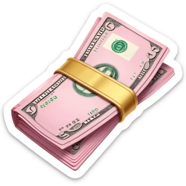 Pink wad of money sticker