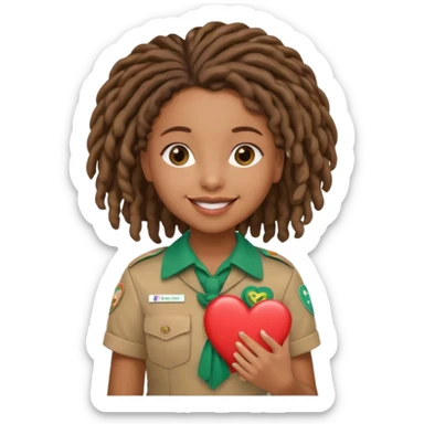 Girl Scouts African American girl with locs heart  sticker