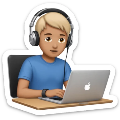 laptop ile çalışan kulaklık tana biri sticker