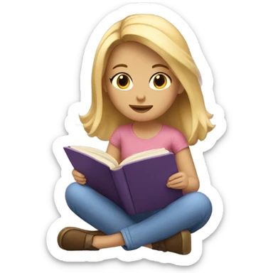 Blonde girl reading book sticker