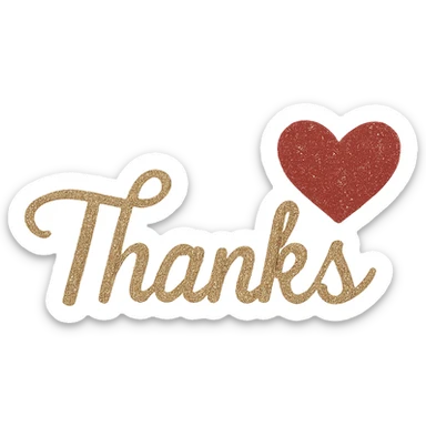  glitter thanks heart, remove background sticker