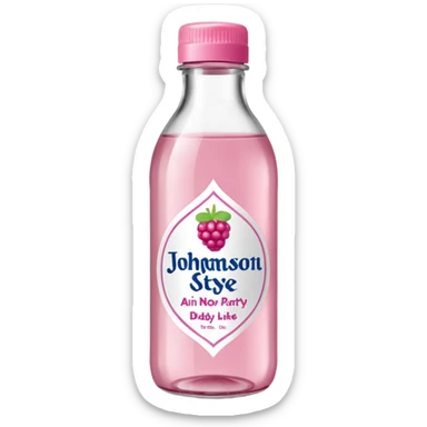 realistic Johnson and Johnson style bottle pink cap pink label clear bottle with aint no party like a berry party written on the logo with diddy logo sticker