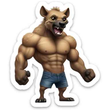 Strong bodybuilding Hyena flexing body sticker