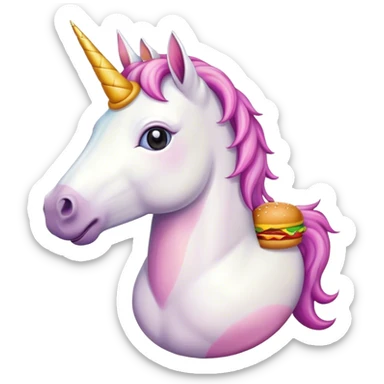 unicorn with a hamburger  sticker