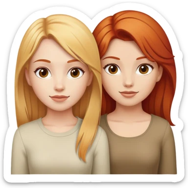 Red haired girl and blonde haired girl posing together sticker