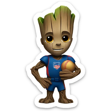 Groot holding softball sticker