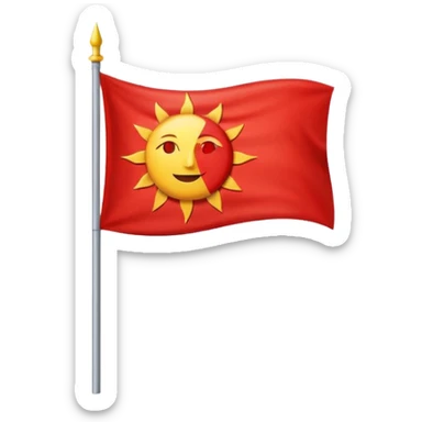 Creat sun and half moon symbol in red flag, flag like 🚩  sticker