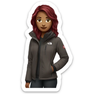 beautiful burgundy haired Girl wearing northface full body sticker