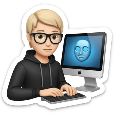 a 3d hacker with computer sticker