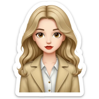 Fashionable girl with stylish outfit and long slightly wavy hair sticker