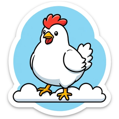 A chicken in a cloud sticker