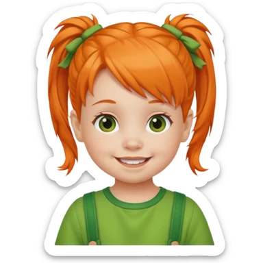 orange pigtail hair girl baby green outfit sticker