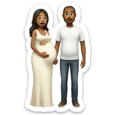 A pregnant woman with her husband  sticker