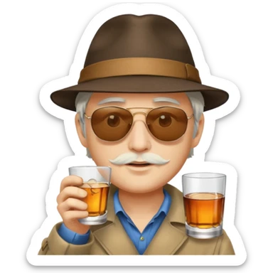 Merlin drinking whisky in the beach sticker