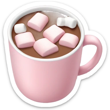 Light Pink mug of hot chocolate with marshmallows  sticker