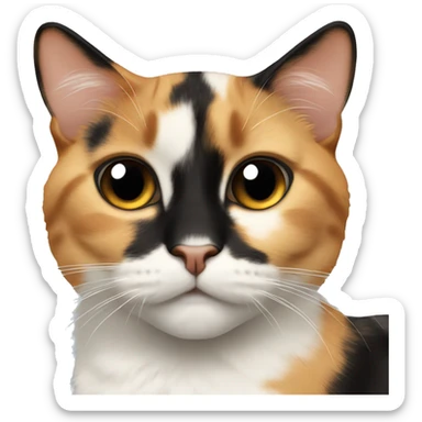 Calico cat with a black diamond shaped patch over nose sticker