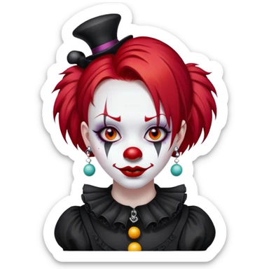 Gothgirl with piercings clown red hair sticker