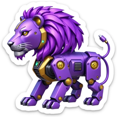 glitter mech lion purple cyberpunk sticker
